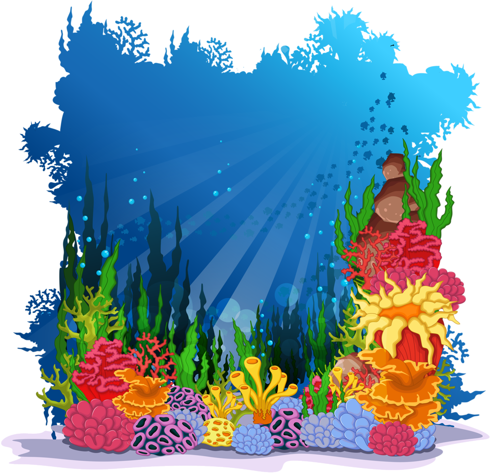 Svg Freeuse Library Png Cartoon World Beautiful - Cartoon Underwater Scenery Clipart (1024x935), Png Download