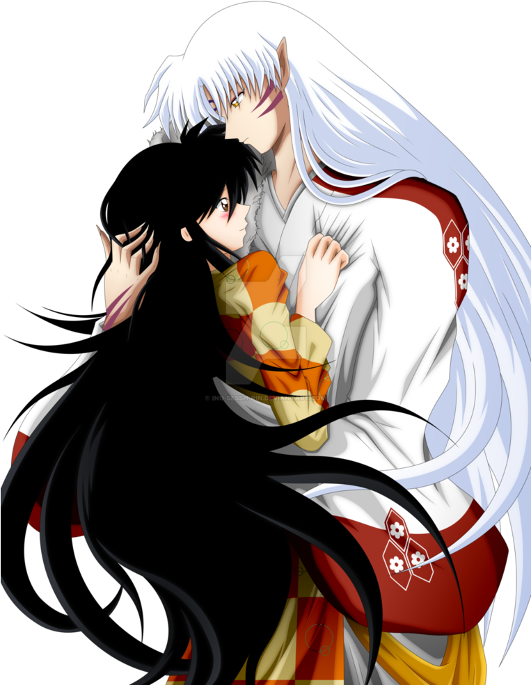 Rin And Sesshomaru's Hug From Inuyasha - Sesshomaru Png Deviantart Clipart (762x1049), Png Download