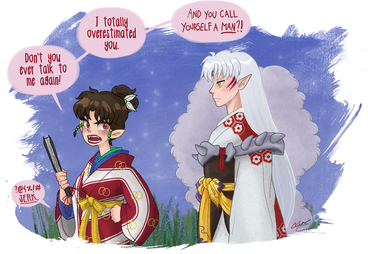 “i Was Rereading Inuyasha For The First Time In Years - Inuyasha Sesshomaru X Kagura Doujinshi Clipart (1280x921), Png Download