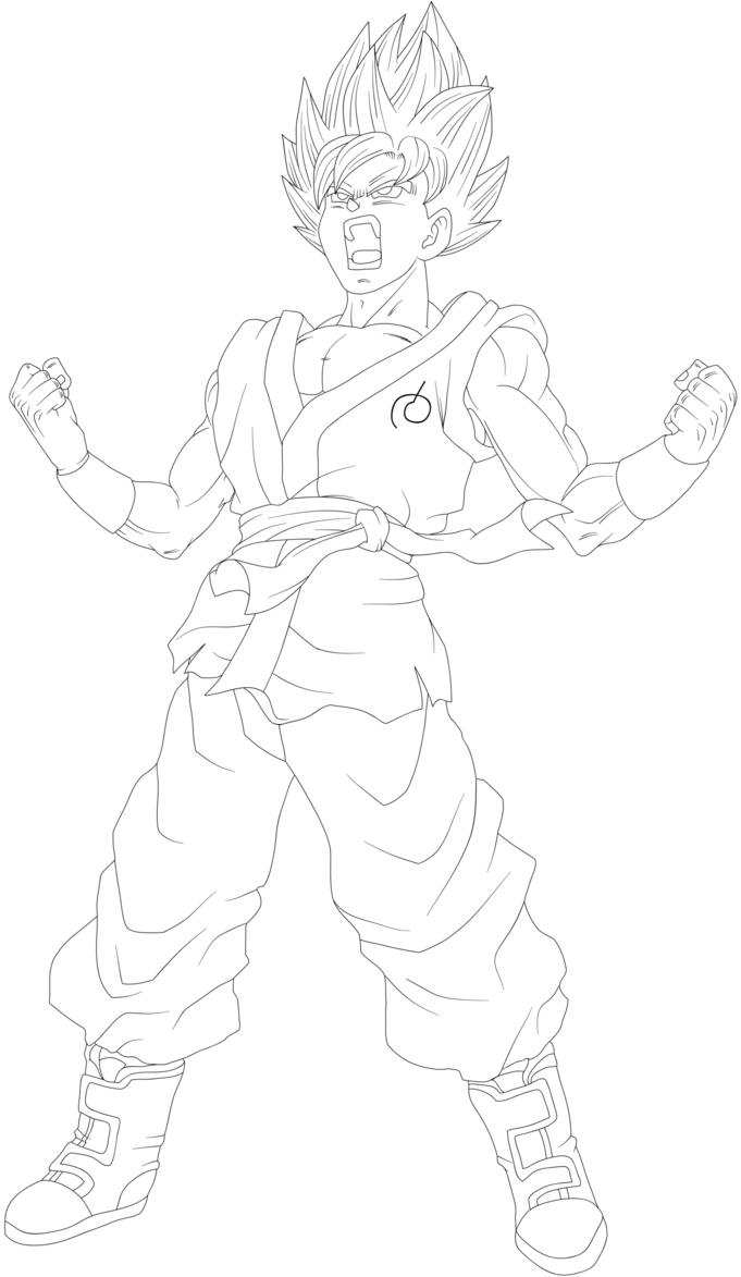 Ssgss Goku Coloring Pages 2 By Jon - Line Art Clipart (681x1173), Png Download
