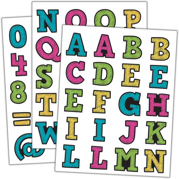 Chalkboard Brights Alphabet Stickers Clipart (590x590), Png Download