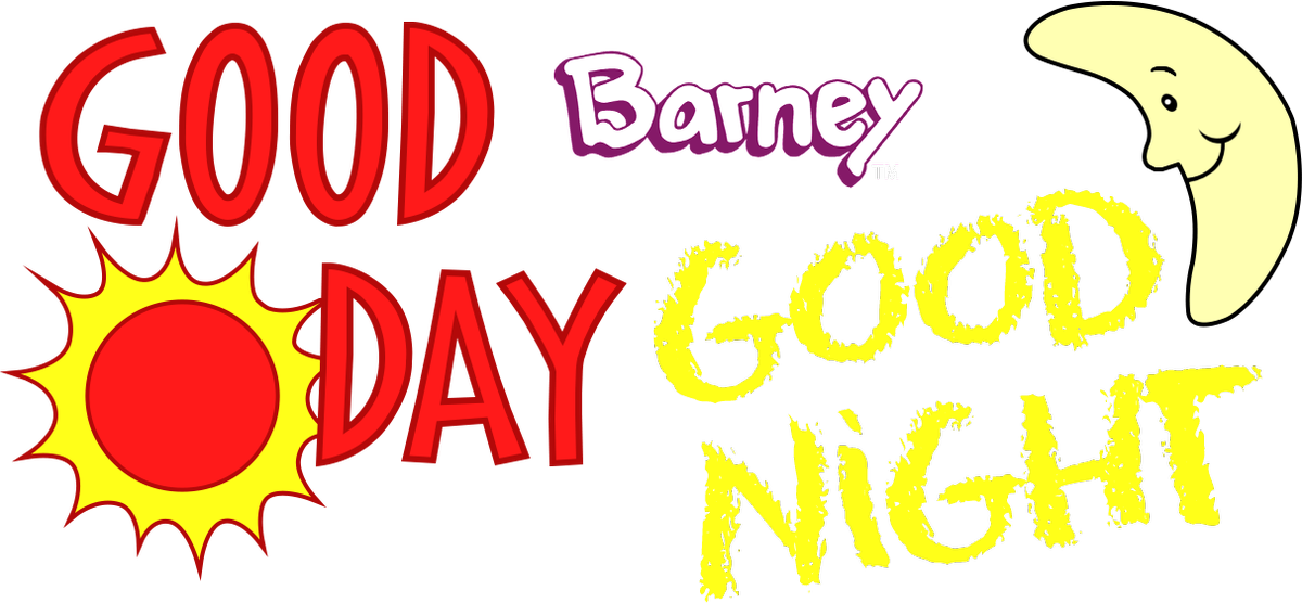 Barney Good Day Good Night Logo Clipart (1200x556), Png Download
