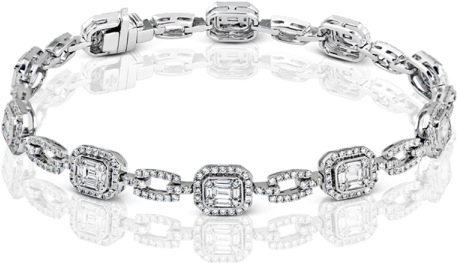 Mosaic Diamond Bracelet Padis Jewelry San Francisco, - Diamond Bracelet With Baguette Clipart (600x600), Png Download