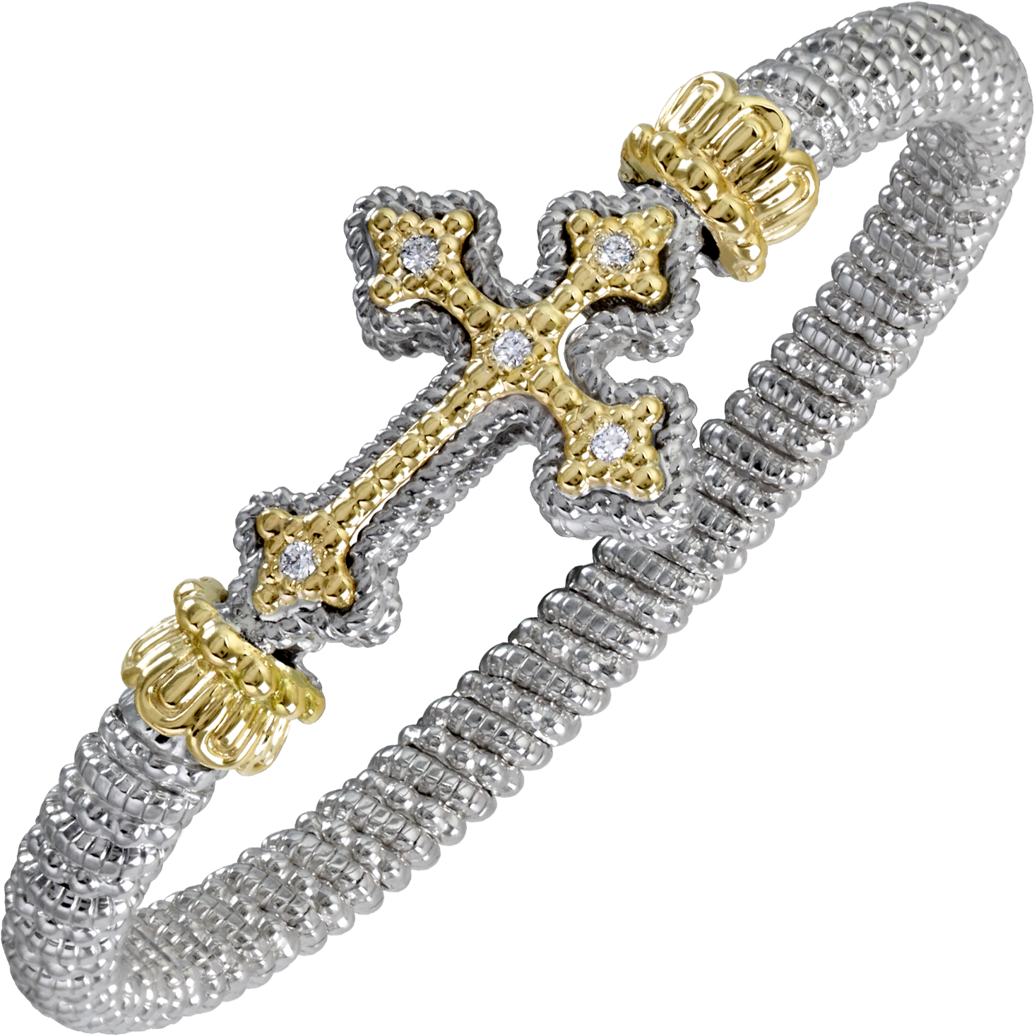 Alwand Vahan Sterling Silver And 14k Yellow Sideways - Cross Clipart (1500x1500), Png Download