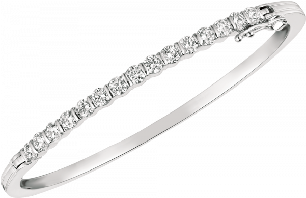 18kt White Gold Gemlok Diamond Bangle - Bangle Clipart (600x600), Png Download