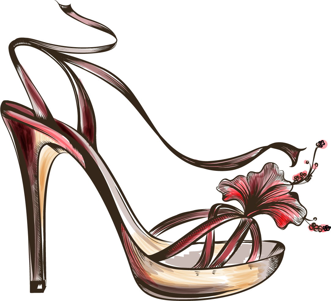 Sandal Shoe Fashion High - De Salto Em Desenho Clipart (1082x983), Png Download
