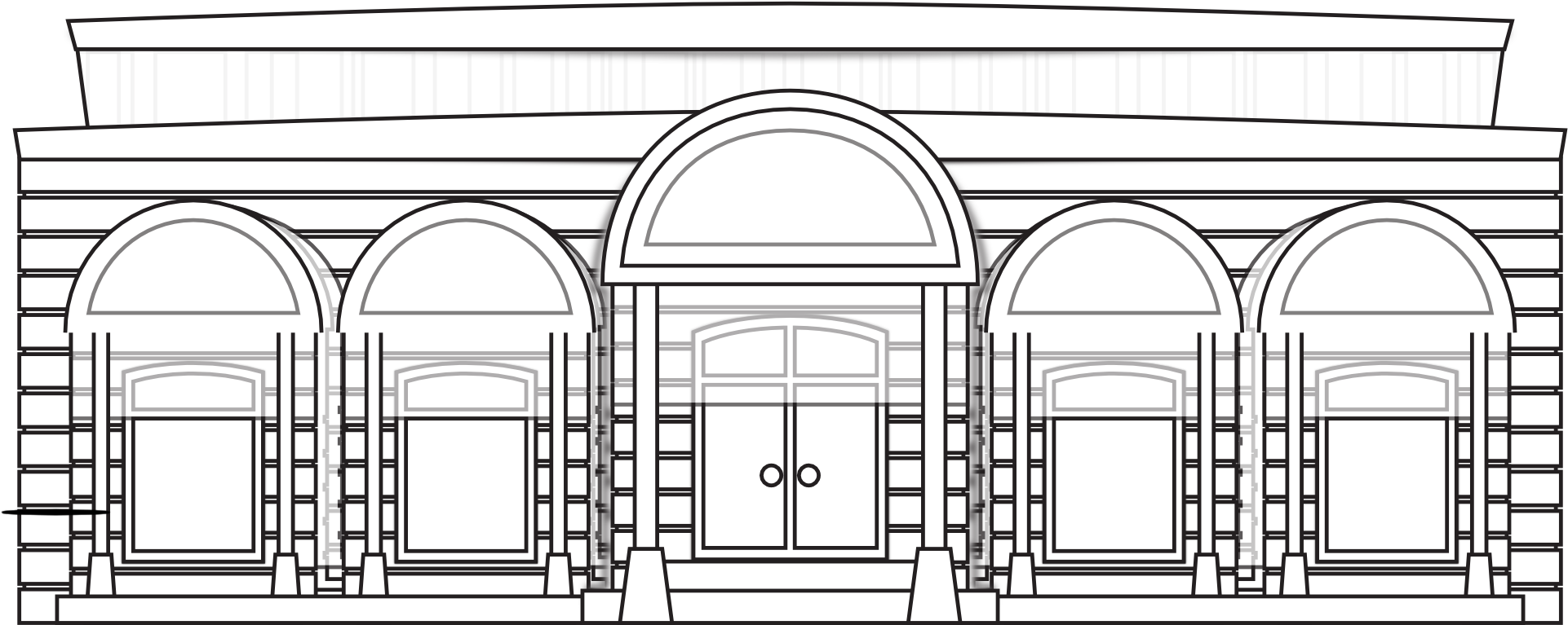 Abstract Store House Fronts Shop Black White Art 1969px - Arch Clipart (1969x1443), Png Download