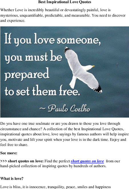 Best Inspirational Love Quotes - Set Your Love Free Quotes Clipart (595x842), Png Download