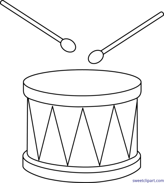 Graphic Library Sweet Page Of Cute Free Drum Lineart - Black And White Drum Clip Art - Png Download (538x600), Png Download