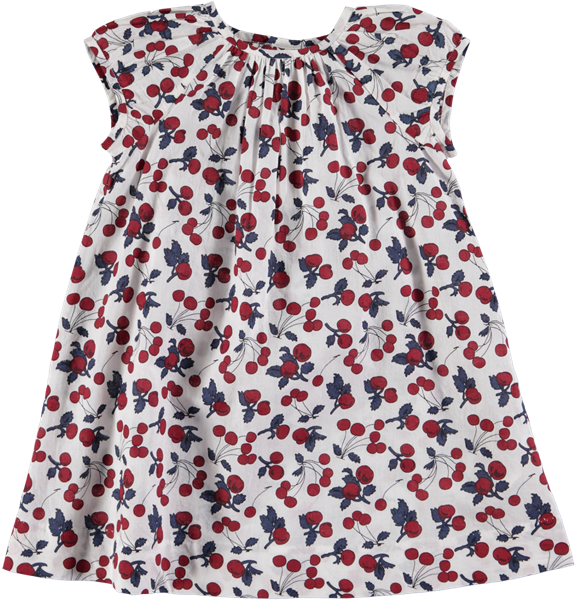 Picture Of Babies Cherry Print Smock Dress Ivory & - Day Dress Clipart (575x600), Png Download