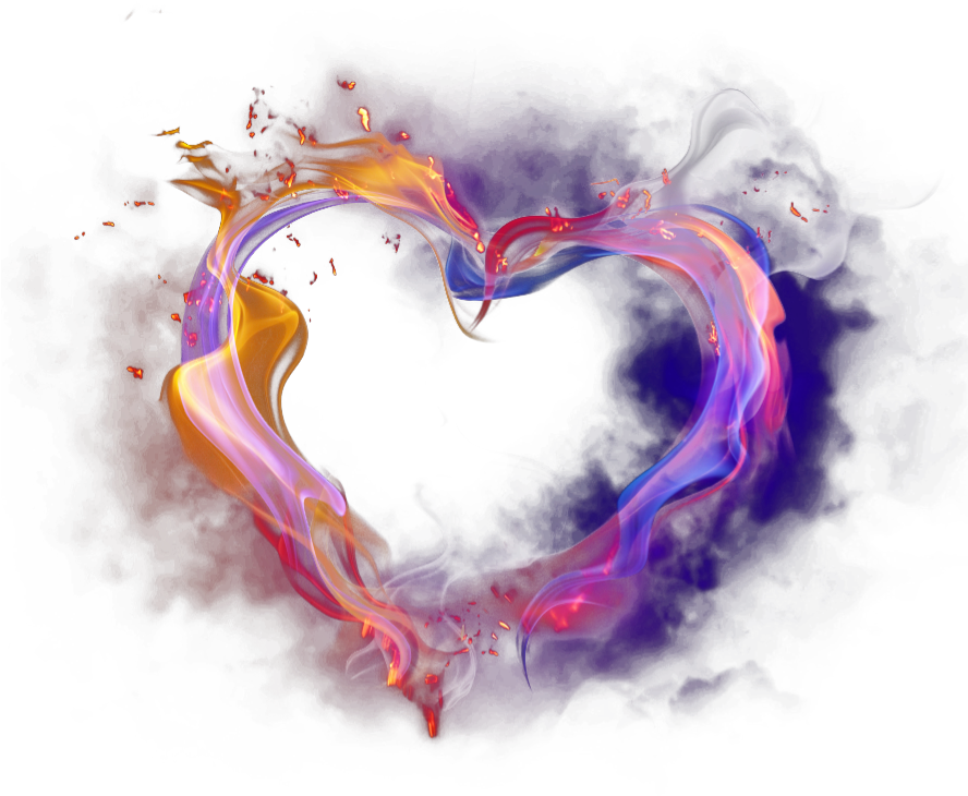 #light #heart #love #colorful #effect #ftestickers - Transparent Flaming Heart Png Clipart (887x775), Png Download