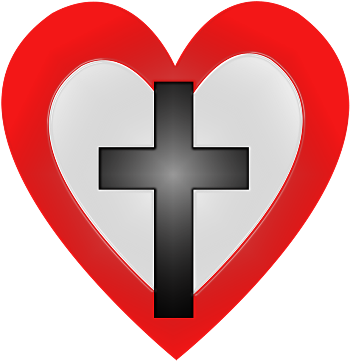 Heart Red Shiny - Cross Clipart (1280x1280), Png Download