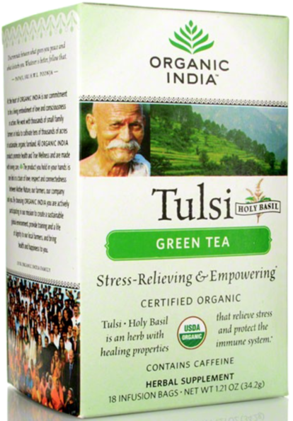 Organic India Tulsi Holy Basil Green Tea, Infusion - Organic India Clipart (600x600), Png Download
