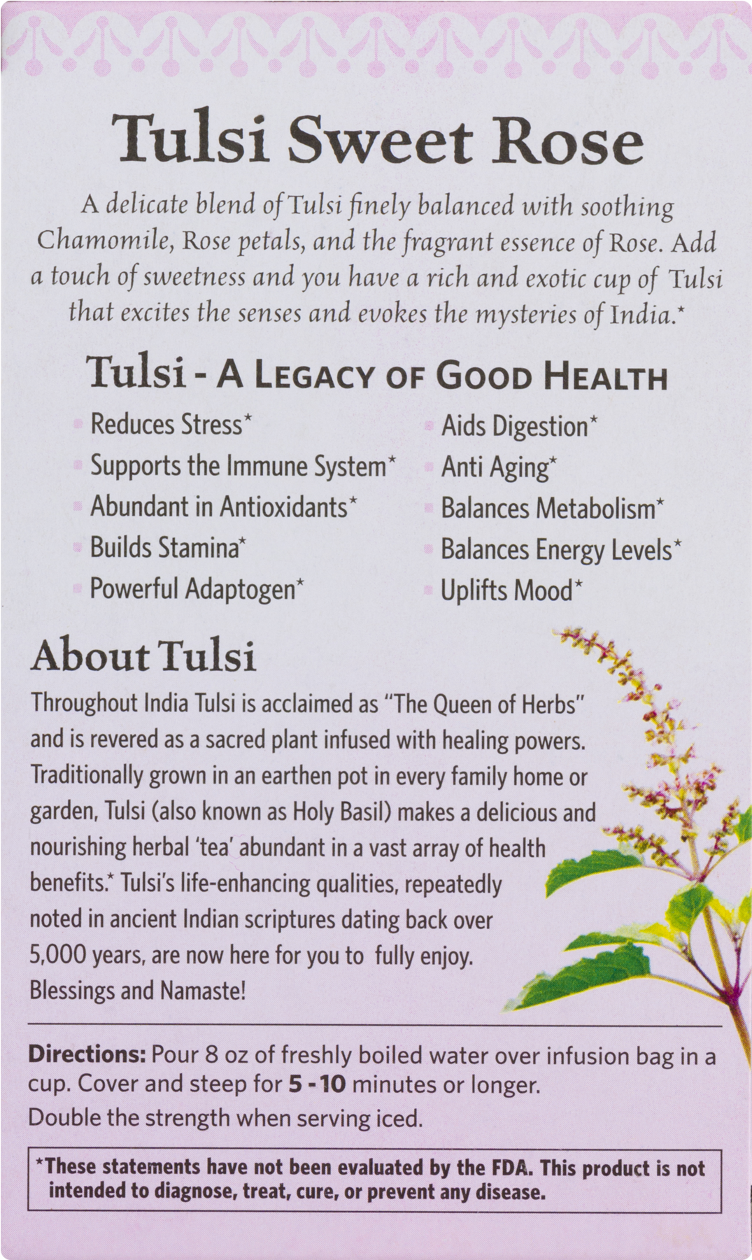 Organic India Tulsi Holy Basil Sweet Rose Herbal Supplement - Tulsi Turmeric Ginger Tea Clipart (1800x1800), Png Download
