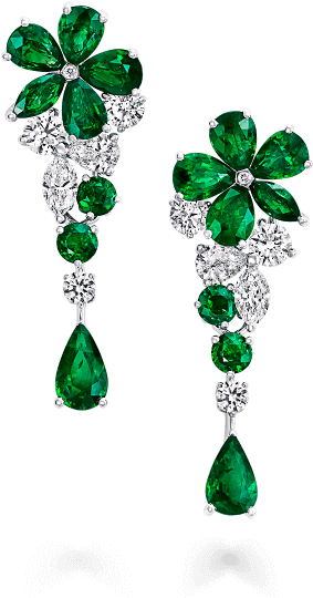 A Pair Of Graff Emeralds And Diamonds Carissa Single - Carissa Single Flower Earrings Clipart (1000x1000), Png Download