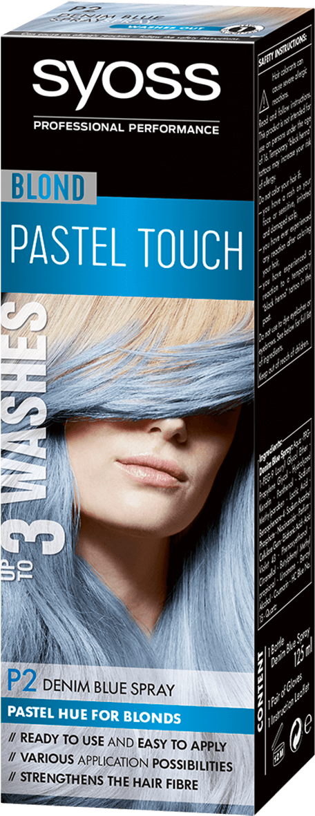 Syoss Com Color Blond Pastel Touch P2 Denim Blue Spray - Syoss Pastell Spray Clipart (970x1400), Png Download
