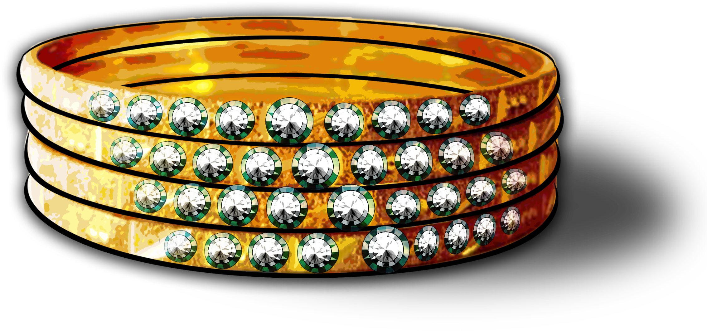 Diamond Gold Bangles - Bangle Clipart (2400x2400), Png Download