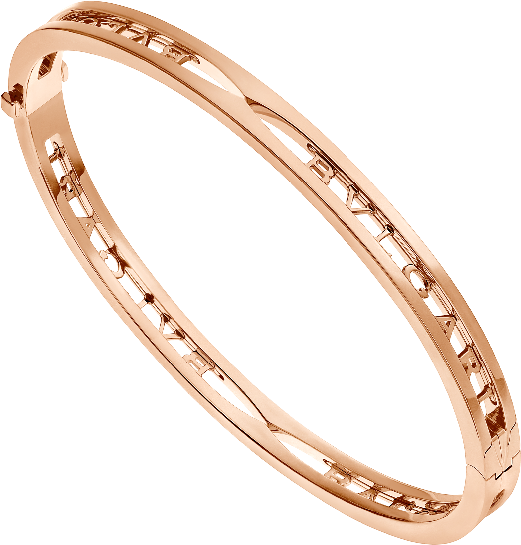 Zero1 18 Kt Rose Gold Bangle Bracelet With Bvlgari - Bracciale Logo Bulgari Clipart (1800x1405), Png Download