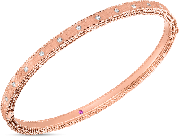 18k Rose Gold Bracelet With Flush Set Diamonds - Bangle Clipart (800x800), Png Download