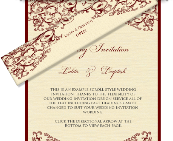 Calligraphy Clipart Marriage Card - Example Of Scroll Type Invitation For Wedding - Png Download (640x480), Png Download
