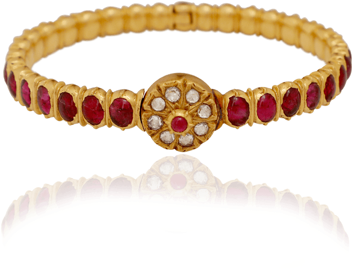 Ethnic Ruby Gold Bracelet - Diamond Clipart (1000x1000), Png Download