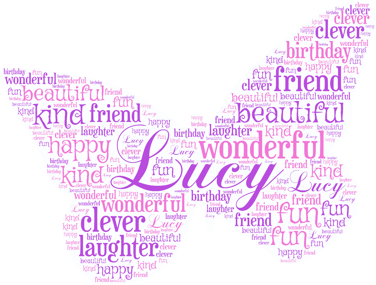 Personalised Word Art Butterfly Picture Girls Birthday - Lee Hong Ki 2010 Clipart (1600x1214), Png Download