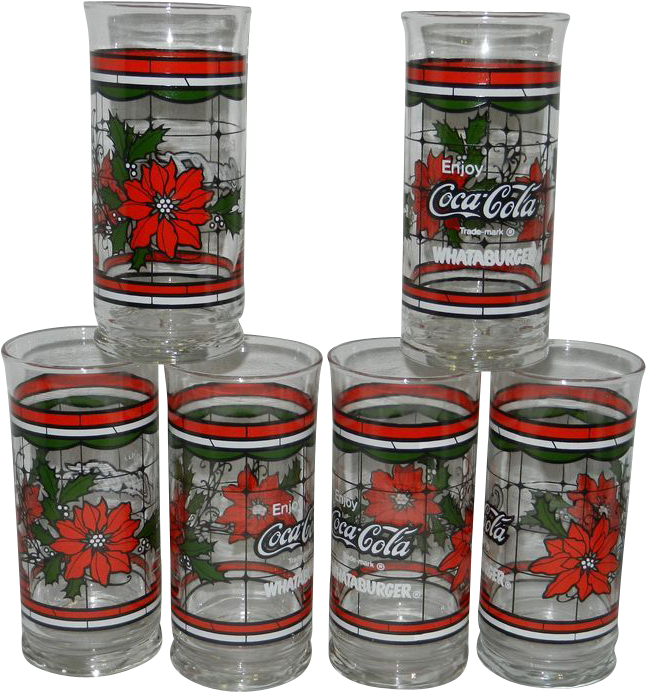 Vintage Coca-cola Whataburger Christmas Glasses - Poppy Clipart (691x691), Png Download