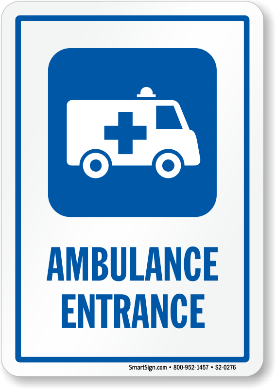 Ambulance Entrance Hospital Sign With Medical Van Symbol - Social Services Clipart (568x800), Png Download