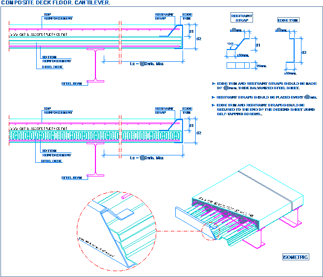 Composite Deck Floor - Composite Slab Cantilever Clipart (682x586), Png Download