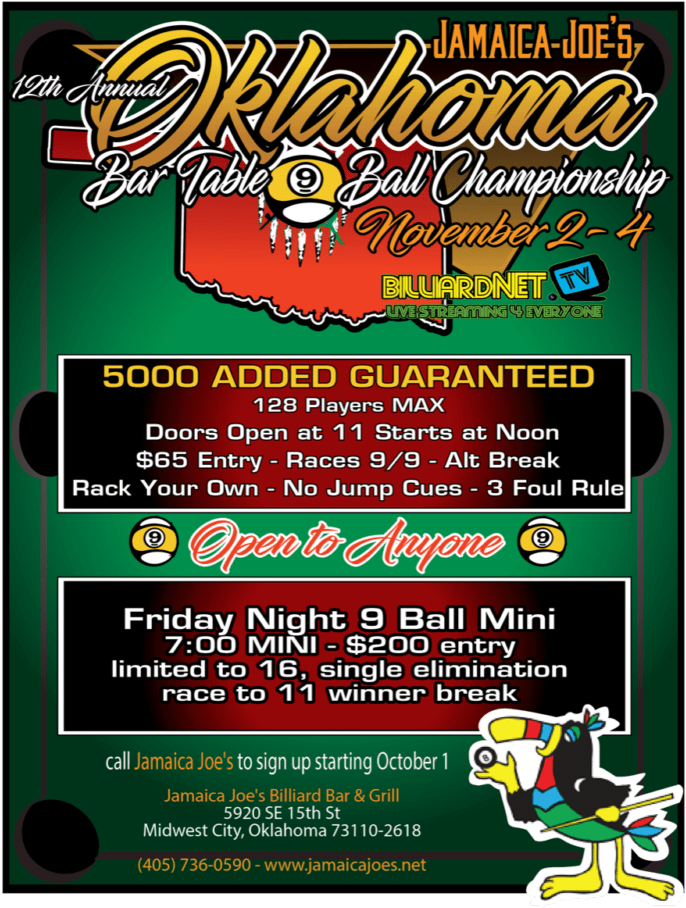 Jamaica Joes Barbox 9 Ball - Flyer Clipart (750x971), Png Download