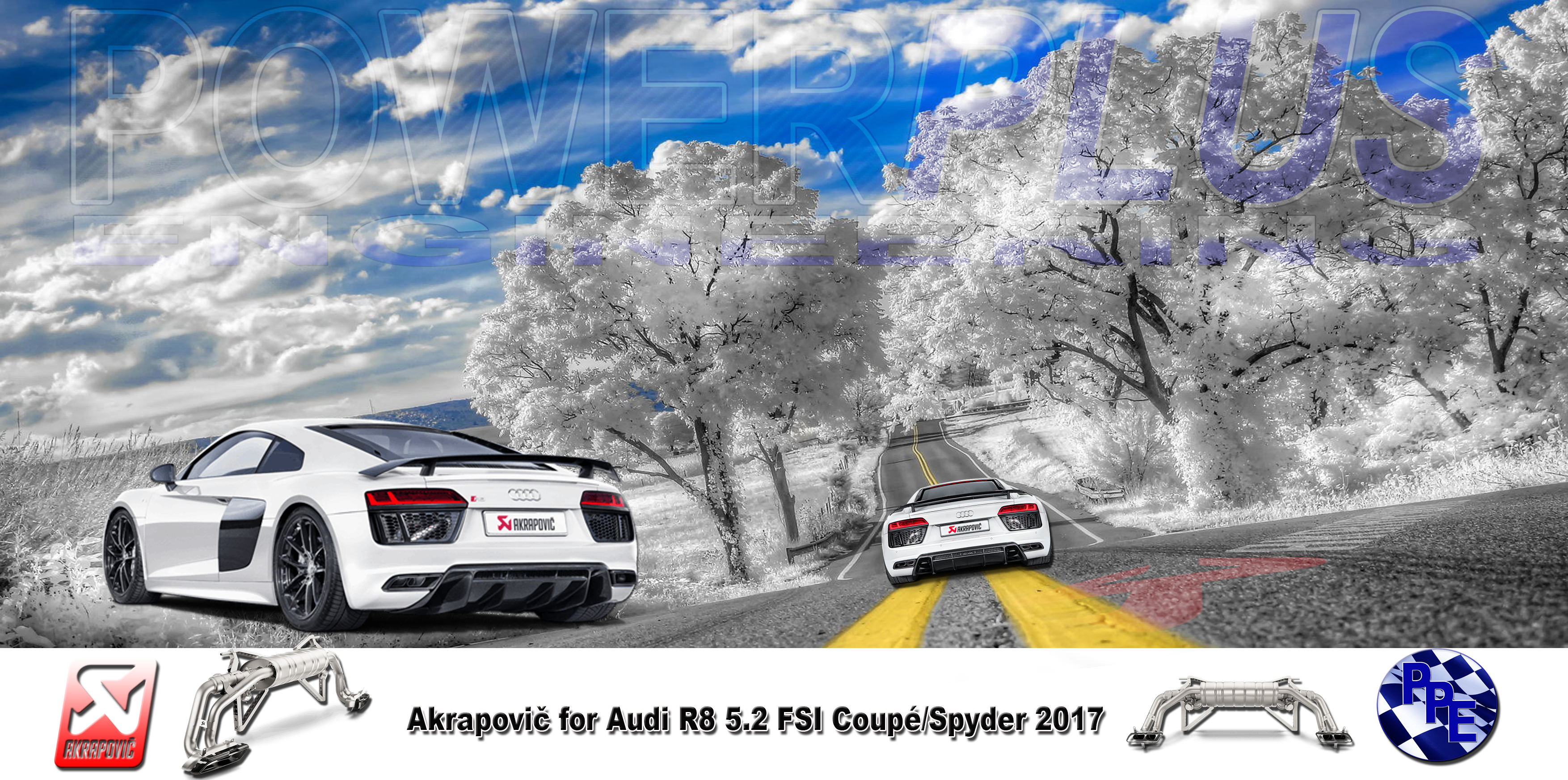 Akrapovič For Audi R8 Clipart (3508x1744), Png Download