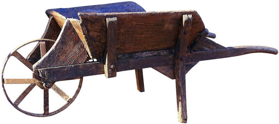 Wheelbarrow, Old, Wooden Cart, Cart, Nostalgia - Carrinho De Mao Idade Media Clipart (960x446), Png Download