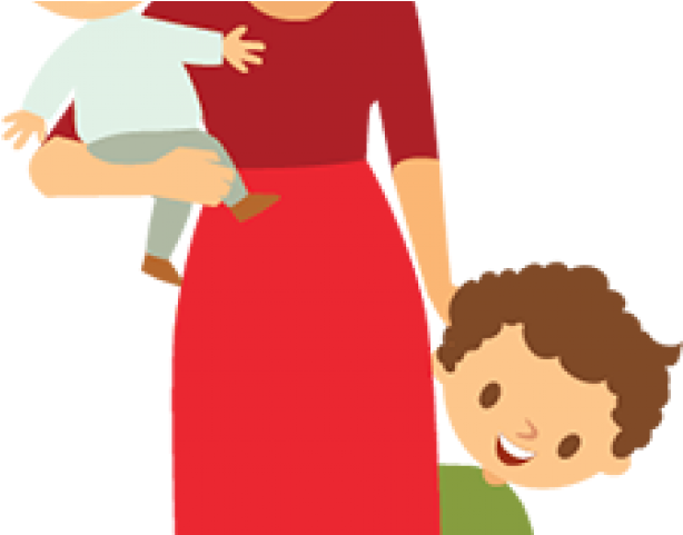 Single Clipart Single Girl - Mother And Two Babies - Png Download (640x480), Png Download