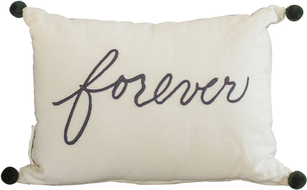 Forever Pillow With Pom Poms - Throw Pillow Clipart (1000x1000), Png Download