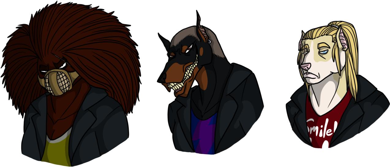 Mad Dogs Busts - Cartoon Clipart (1280x547), Png Download