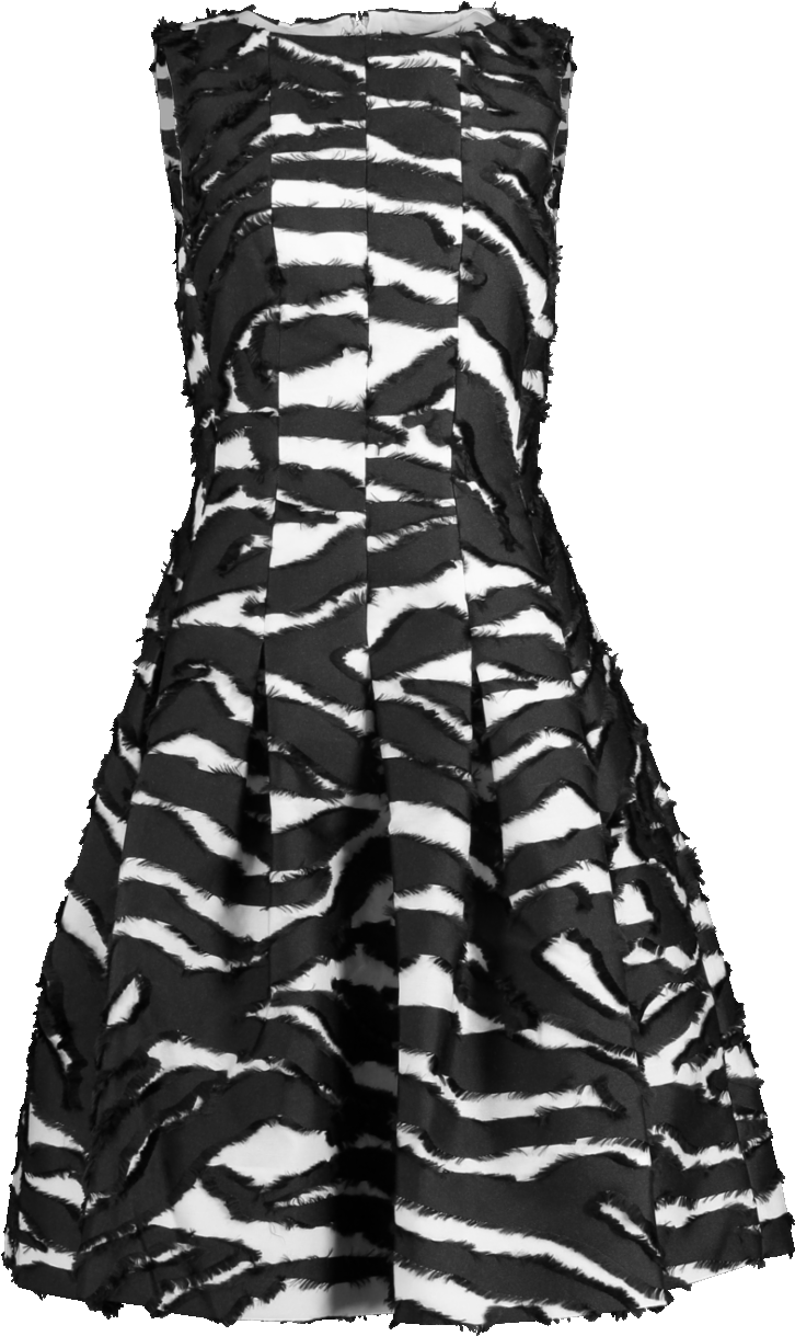 Zebra Print Flared Dress - Dress Clipart (960x1223), Png Download