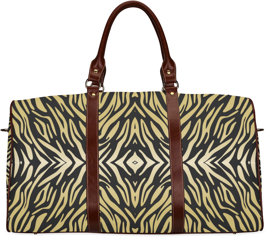 Gold And Black Zebra Print Pattern Waterproof Travel - Duffel Bag Clipart (1000x1000), Png Download
