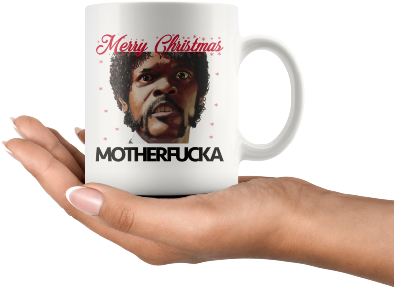 Pulp Fiction Samuel Jackson Merry Christmas Coffee - Mug Clipart (800x800), Png Download