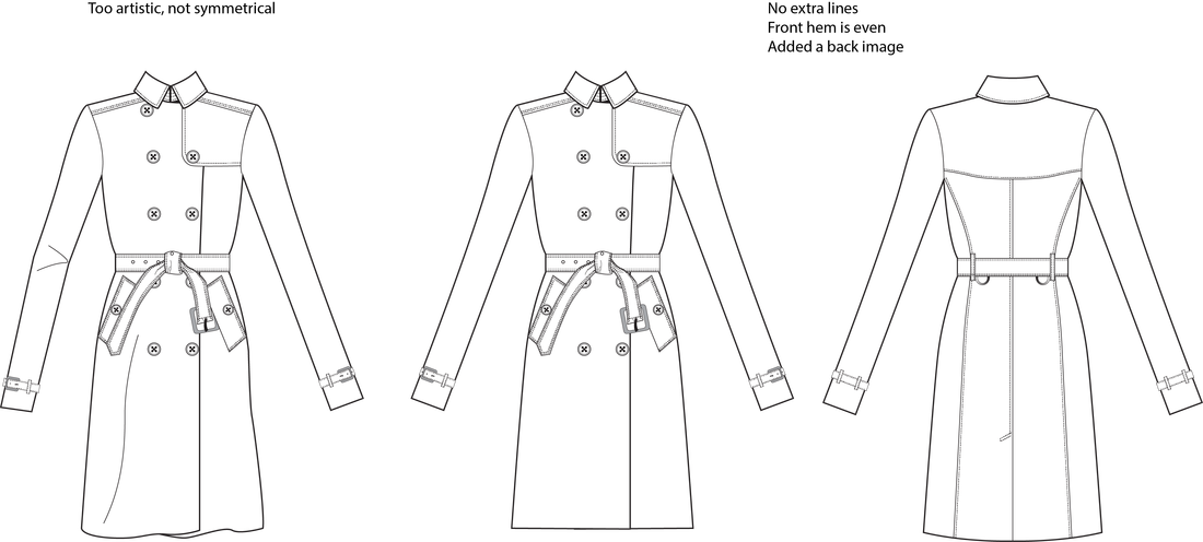 Vector Black And White Download Communicating With - Trench Coat Front Back Flat Sketch Clipart (1100x496), Png Download