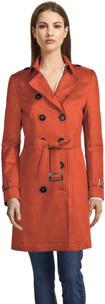 Red Trenchcoat-view Front - Bermuda Short Suit Clipart (437x1034), Png Download