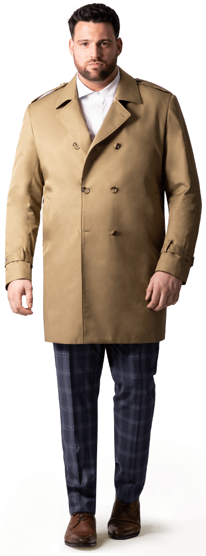 Beige Belted Trench Coat - Overcoat Clipart (400x1089), Png Download