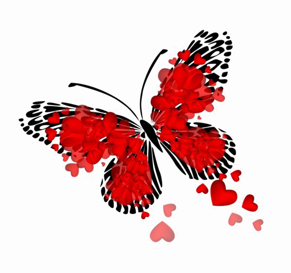 Red Butterfly Png Transparent Image - Red Butterfly Png Clipart (600x562), Png Download