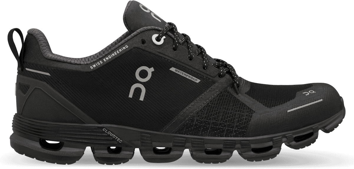 Solid Black Tennis Shoe , Png Download - Cloudflyer Waterproof Woman Black Clipart (1201x574), Png Download