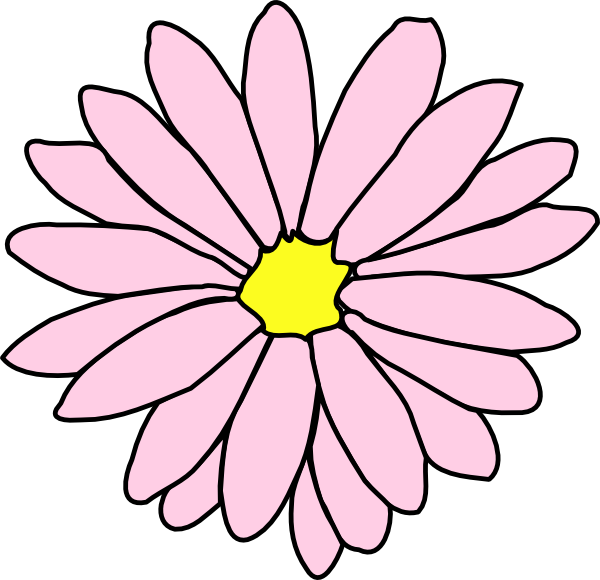Pink Daisy Flower 3 Clip Art - Single Flower Coloring Page - Png Download (600x580), Png Download