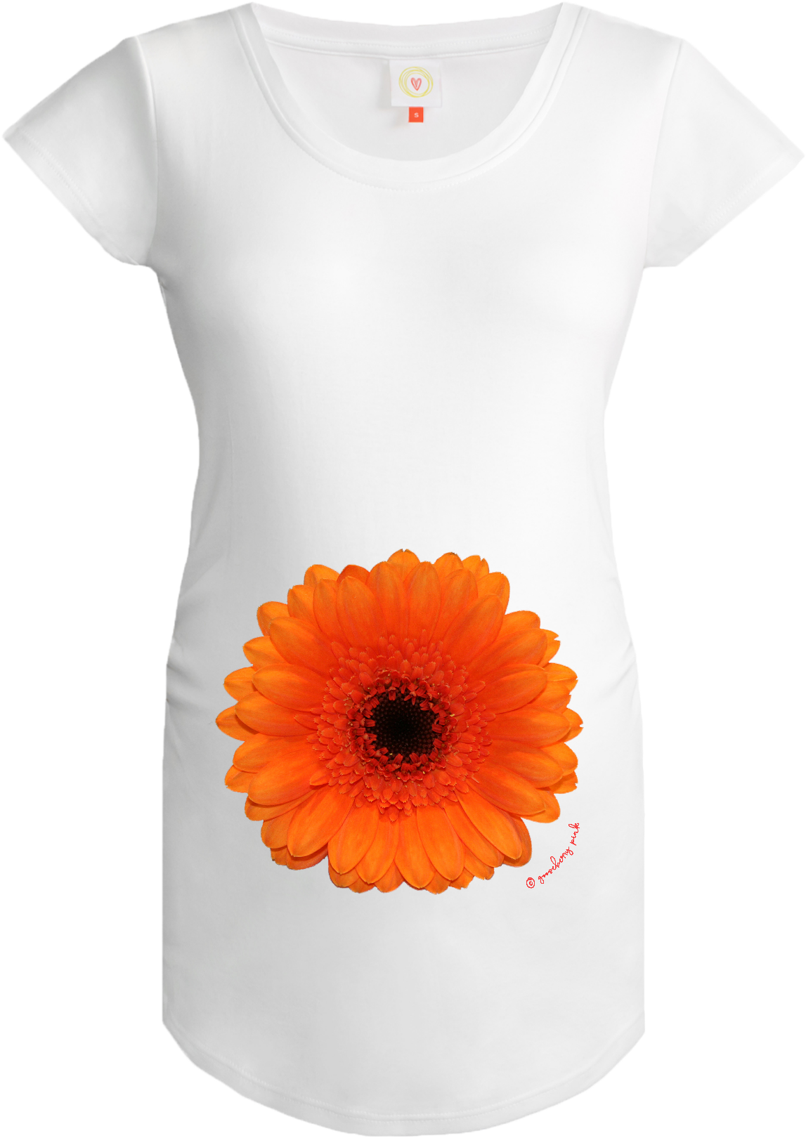 Gooseberry Pink Orange Gerbera Maternity Top In White - Sunflower Clipart (1147x1620), Png Download