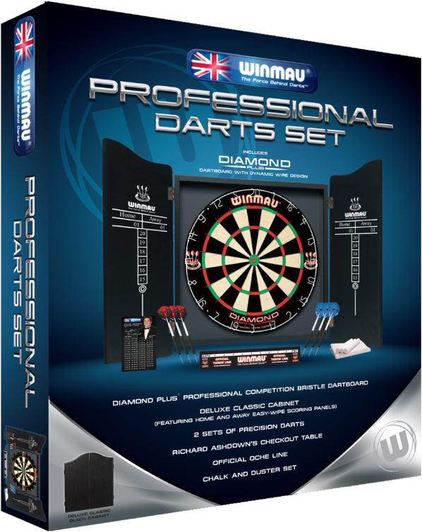 Winmau Professional Dart Set With Diamond Dartboard, - Dart Board Clipart (1000x1000), Png Download