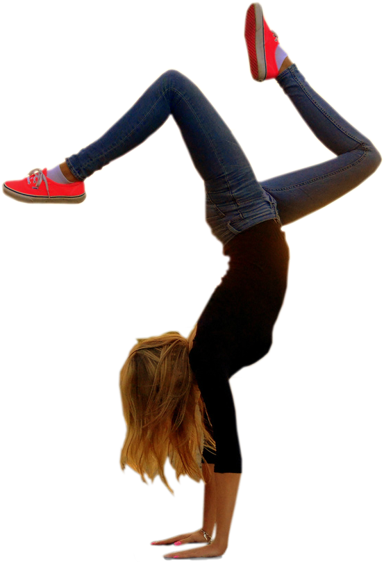 Dance Girl Png Transparent - Handstands Poses Clipart (553x809), Png Download