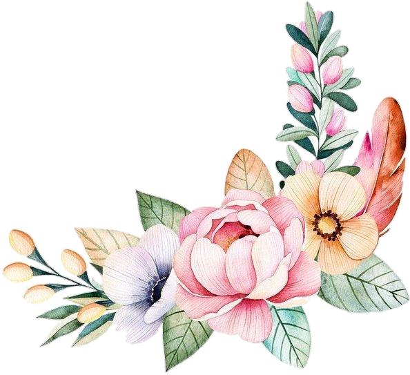 #pngstickers #png #watercolor #illustration #flowers - Flores Em Aquarela Png Clipart (594x543), Png Download