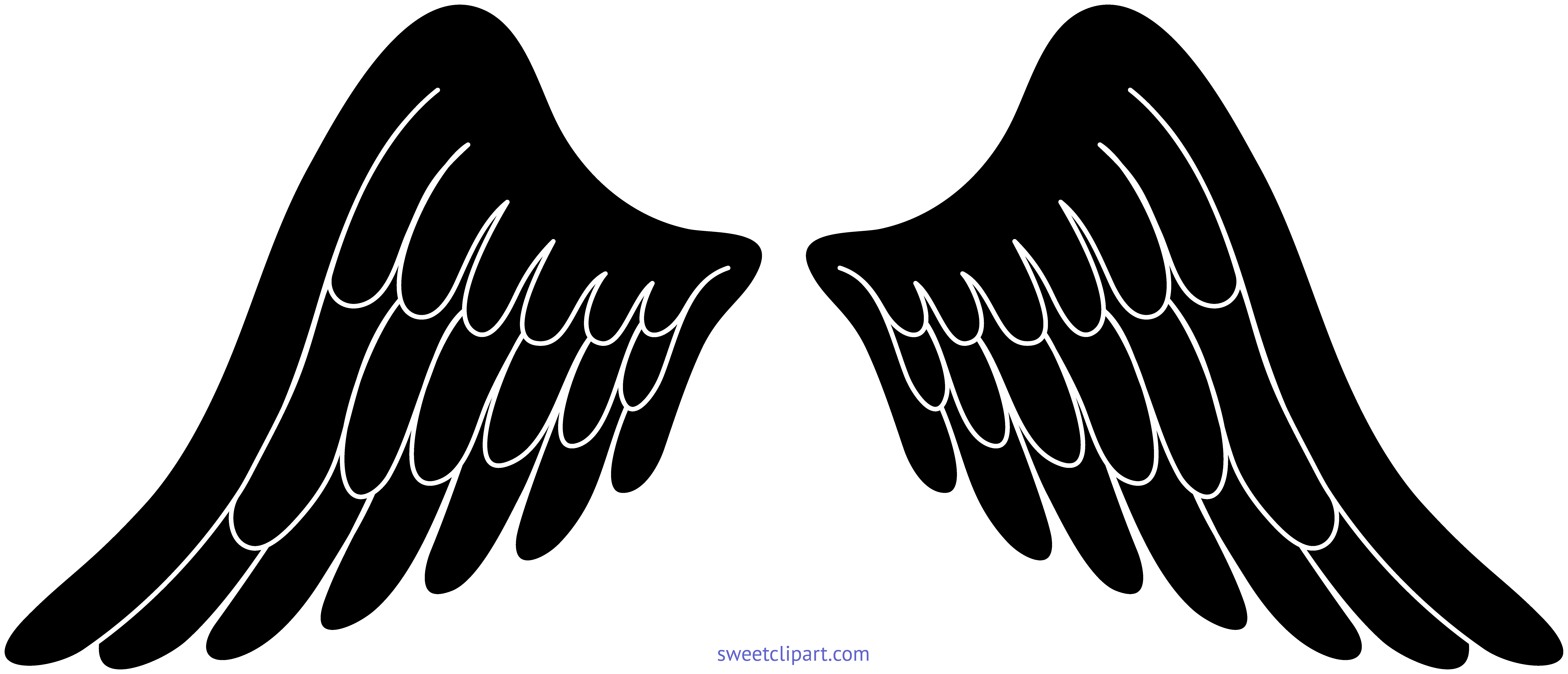 Angel Black Sweet - Angel Wings Clipart Black And White - Png Download (9892x4254), Png Download
