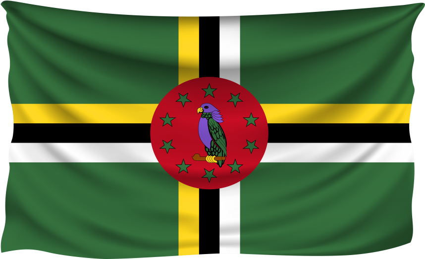 Dominica Wrinkled Flag - Dominica Flag Clipart (866x650), Png Download
